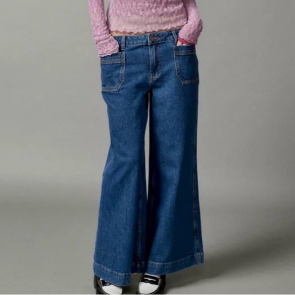 BDG URBAN OUTFITTERS Joey Wide Leg Jean 26 Bright Blue EUC